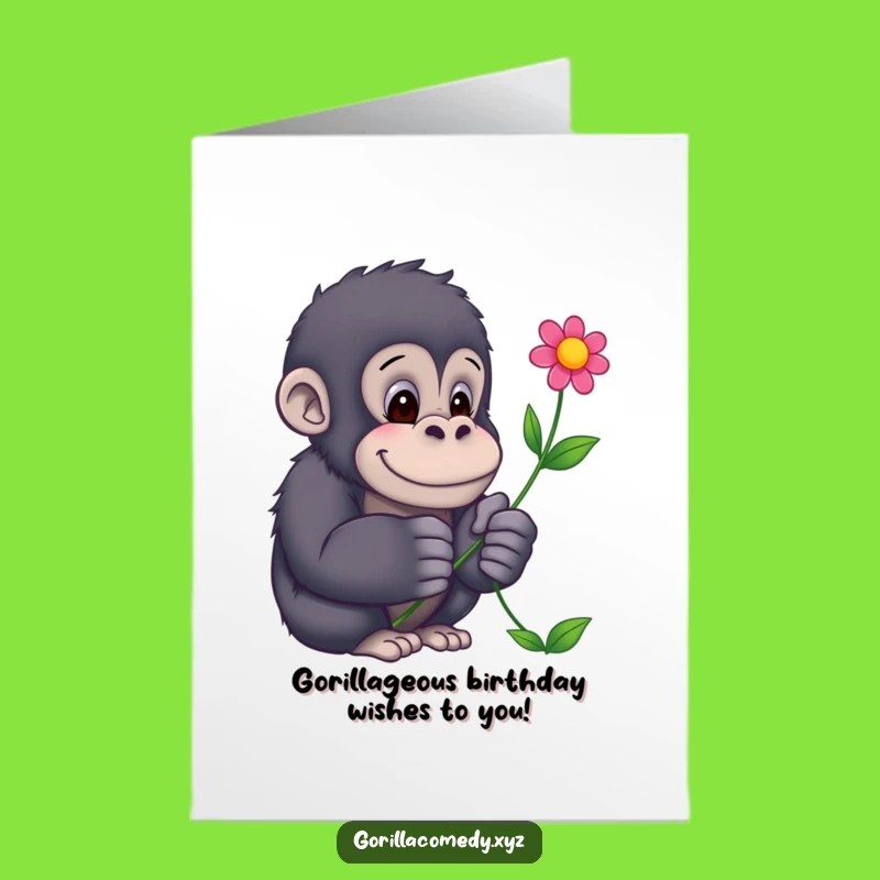 Free Printable Funny Gorilla Birthday Card: Gentle Giant's Floral Surprise DIY Gift