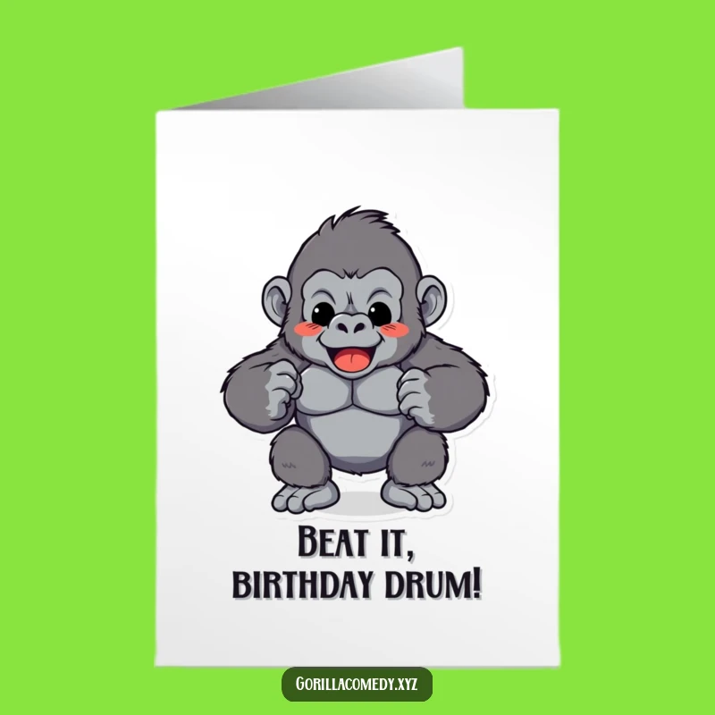Free Printable Gorilla Birthday Card: Funny Chest Pound Downloadable Gift for Energetic Folks
