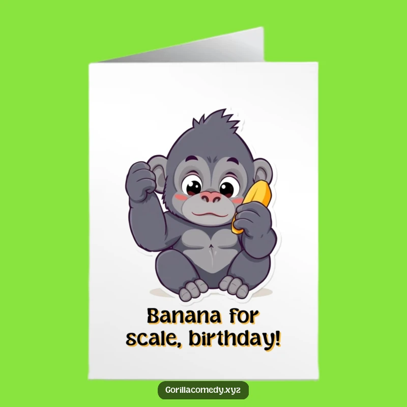 Free Printable Kawaii Gorilla Banana Birthday Card Funny Downloadable Gift