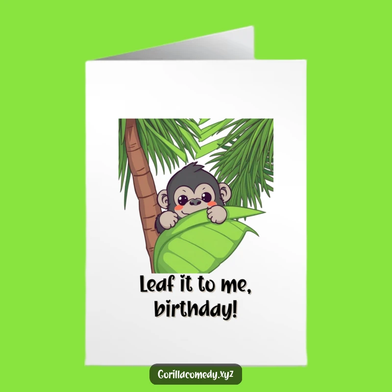 Funny Free Printable Kawaii Gorilla Birthday Card - Adorable Jungle Peek Downloadable Gift
