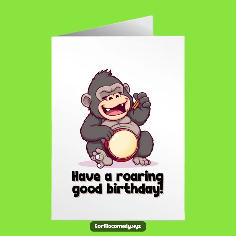 Free Printable Gorilla Drum Solo Birthday Card - Funny Downloadable Music Card