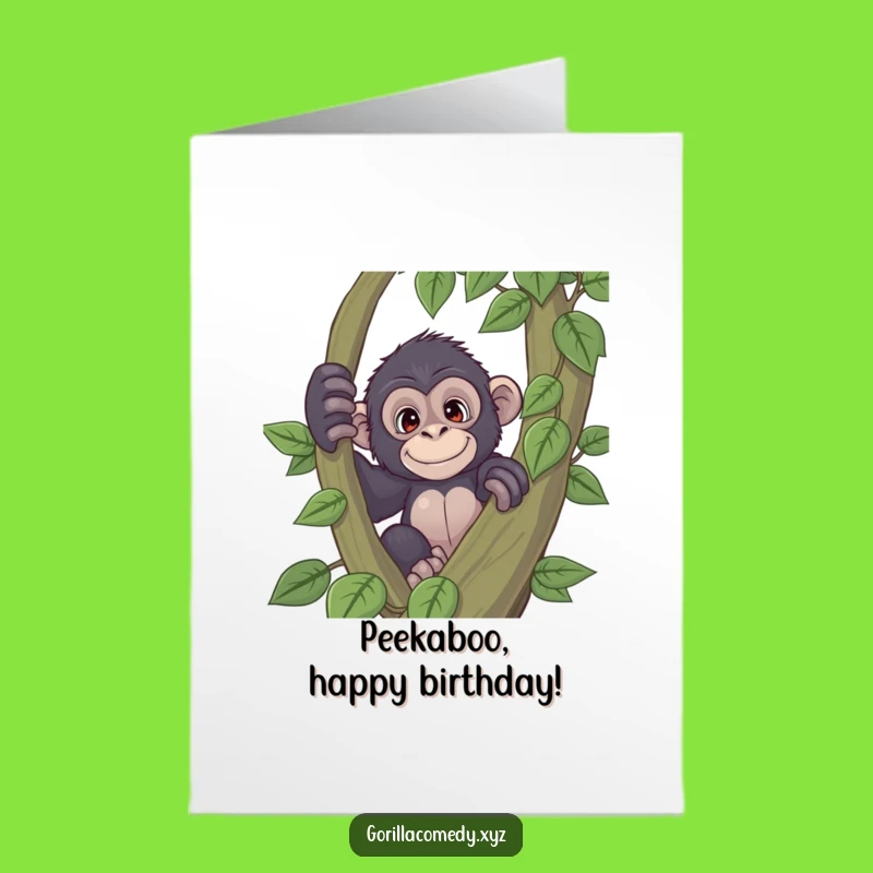 Free Printable Peeking Gorilla Birthday Card: Funny Downloadable Gift