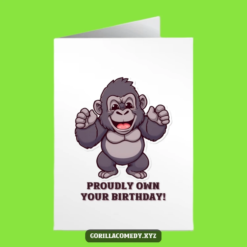 Free Printable Birthday Card: Proud Gorilla chest beating, happy birthday roar!