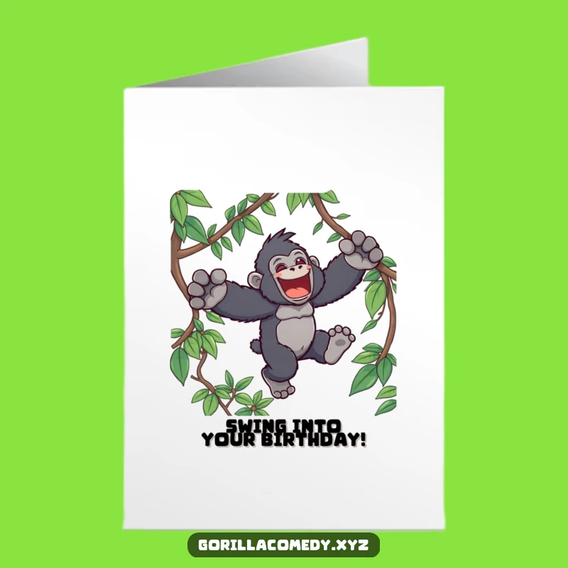 Free Printable Kawaii Gorilla Birthday Card Joyful Leap Funny Downloadable Gift
