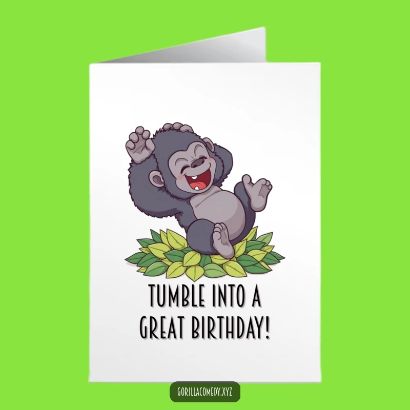 Free Printable Tumbling Gorilla Birthday Card: Funny Downloadable Gift