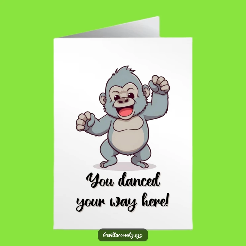 Comical Gorilla Dance Congrats Card Free Printable: Wobbly Victory Downloadable Gift