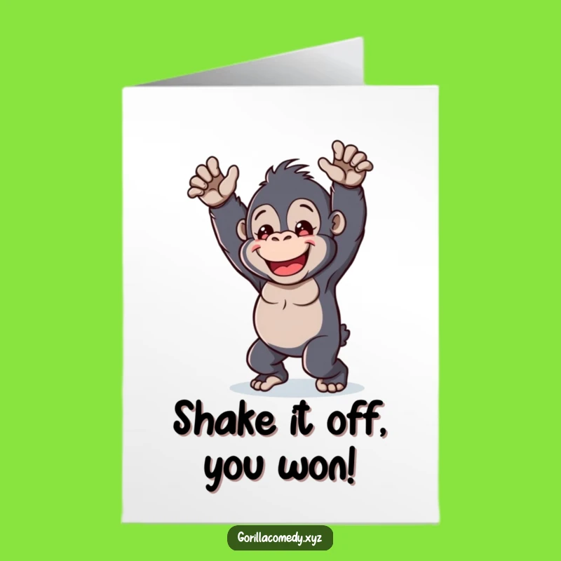 Free Printable Congrats Card: Dancing Kawaii Gorilla - Joyful Downloadable Celebration