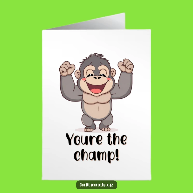 Free Printable Congrats Card: Funny Gorilla Roar Victory Downloadable Gift