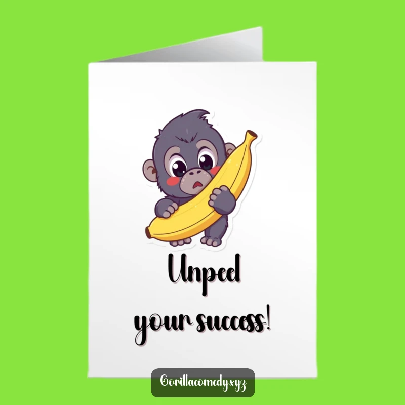 Free Printable Congrats Card: Funny Kawaii Gorilla Banana Shock Downloadable Gift