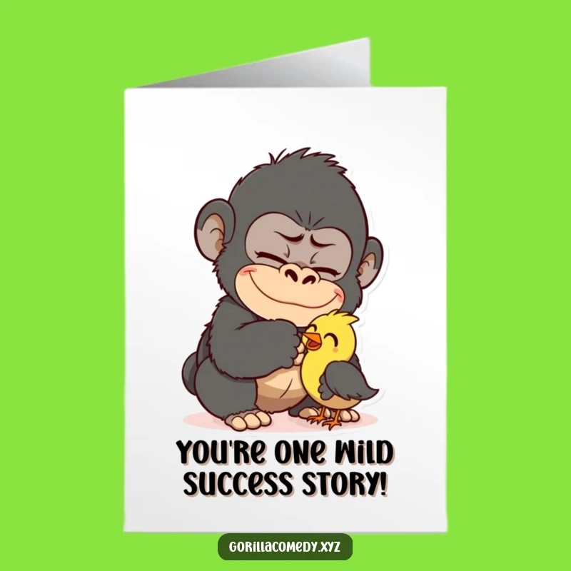 Free Printable Funny Gorilla Tickling Bird Congrats Card - LOL Downloadable!