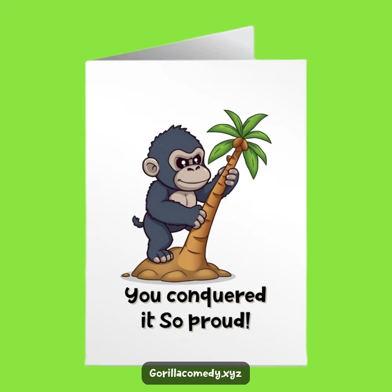 Free Printable Gorilla Congrats Card: Determined Climb, Funny Achievement