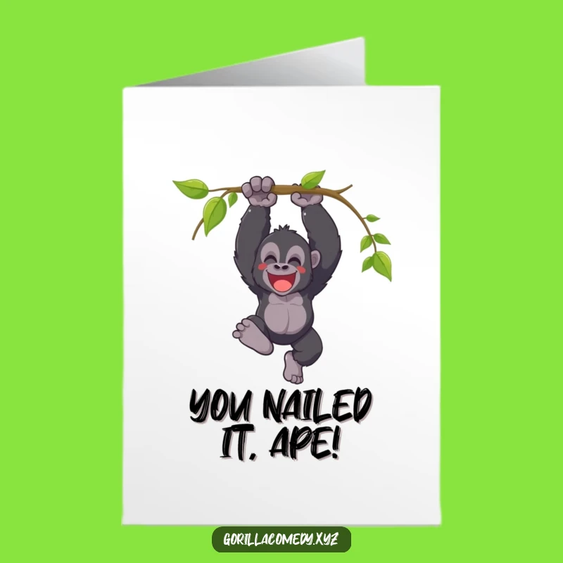 Free Printable Gorilla Congrats Card: Triumphant Jungle Achievement Downloadable Gift