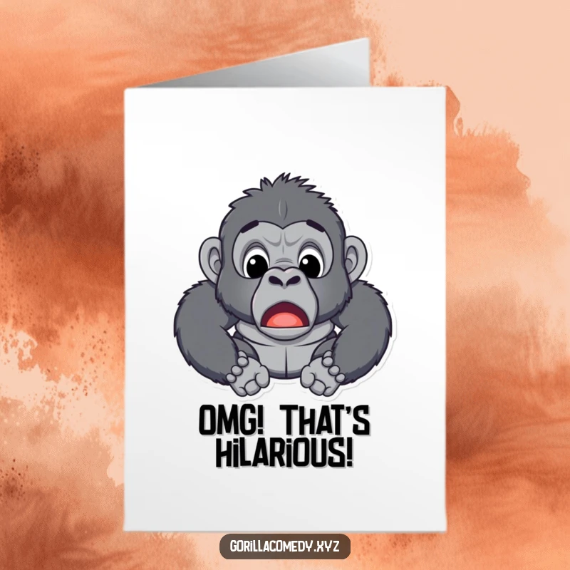 Funny Free Printable Congratulations Card: A surprised gorilla’s mouth agape, stunned by incredible celebratory news.