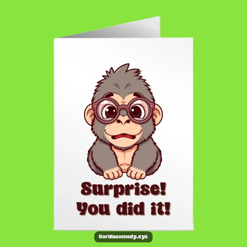 Free Printable Surprise Gorilla Congratulations Card: Funny News Downloadable Gift!