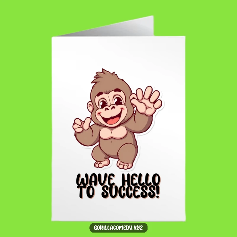Free Printable Congrats Card: Gorilla Wave Funny Downloadable Gift for Any Occasion