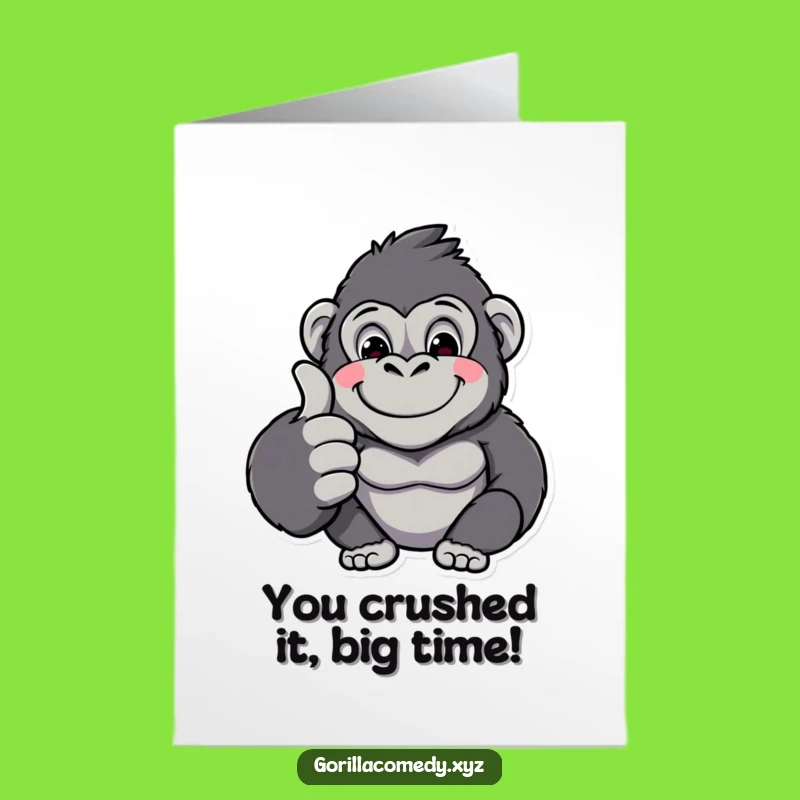 Free Printable Congrats Card: Kawaii Gorilla Thumbs Up for Amazing Achievements