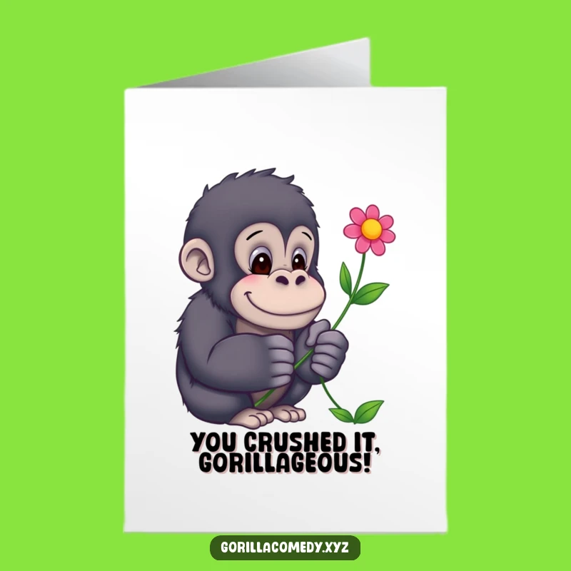 Free Printable Congrats Card: Gorilla's Flower Gift for Your Big Achievement!