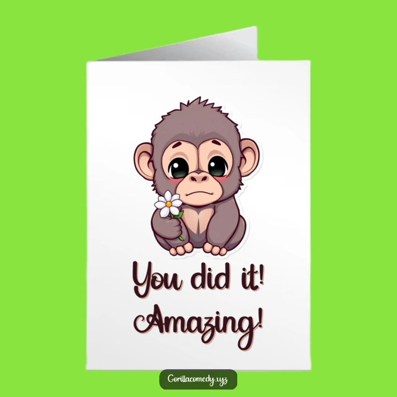Free Printable Congrats Card: Startled Gorilla Flower, Funny Downloadable Congratulations