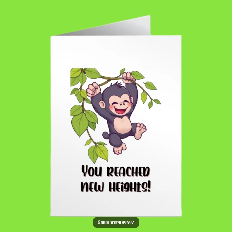 Free Printable Congrats Card: Swinging Kawaii Gorilla - Joyful Downloadable Celebration