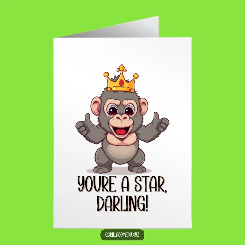 Free Printable Congrats Card: Theatrical Gorilla King, Funny Downloadable & Regal