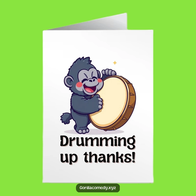 Free Printable Thank You Card: Gorilla Drummer for a Heartfelt, Loud Thanks