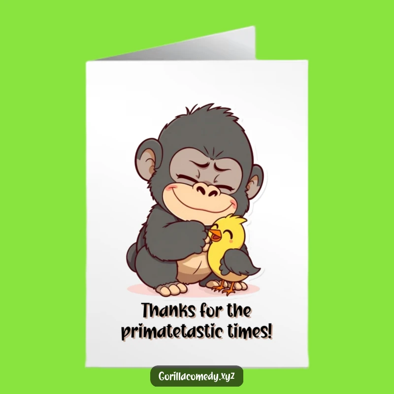 Free Printable Funny Gorilla Tickling Bird Thank You Card - Adorable Downloadable!