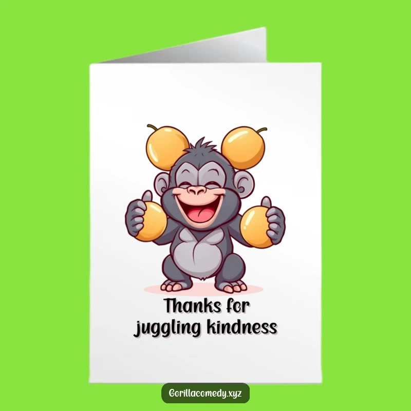 Free Printable Juggling Gorilla Thank You Card: Funny Downloadable Gift