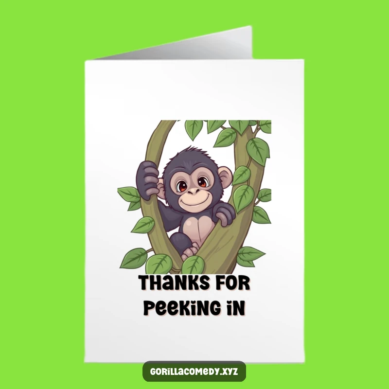 Free Printable Peeking Gorilla Thank You Card: Funny Downloadable Gift