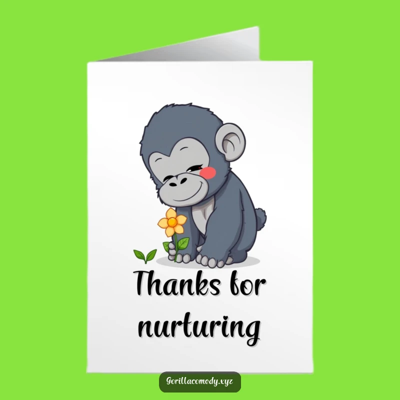 Free Printable Thank You Card: Gentle Gorilla Expressing Thanks with Nature's Beauty