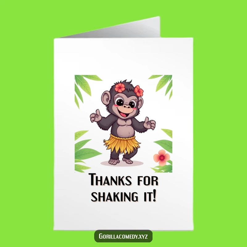 Free Printable Thank You Card: Gorilla Hula Dancer Downloadable Gift