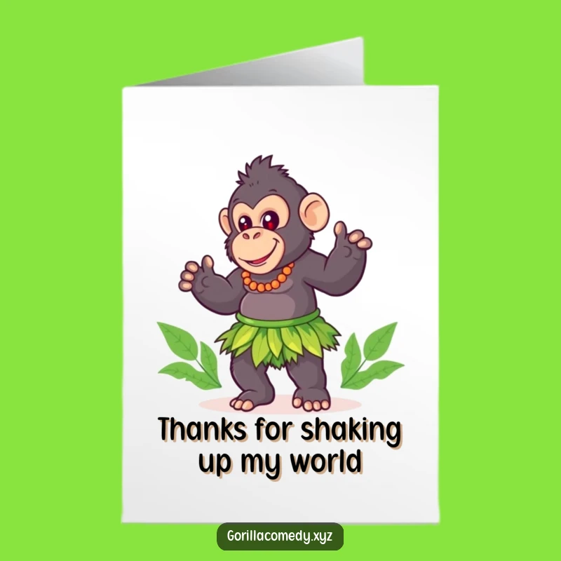 Free Printable Thank You Card: Hula Gorilla Dancing, a Fun Gratitude Download