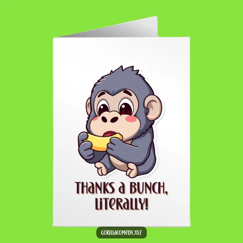 Free Printable Thank You Card: Surprised Kawaii Gorilla & Tiny Banana - Grateful Download