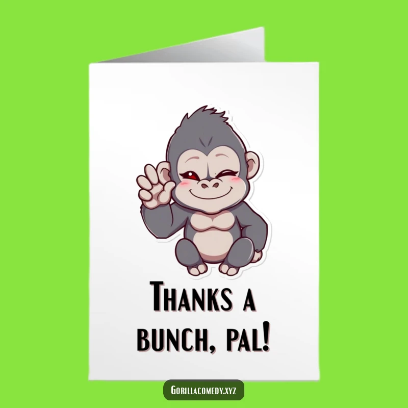 Free Printable Thank You Card: Winking Gorilla Wave, Grateful Downloadable