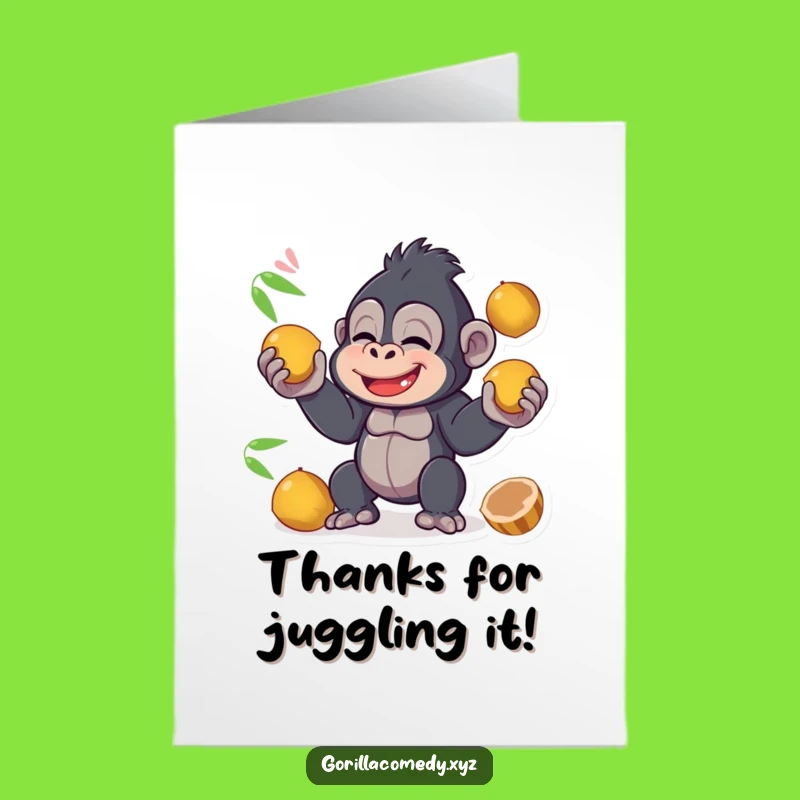 Free Thank You Card: Juggling Gorilla, Unique DIY Gift of Thanks