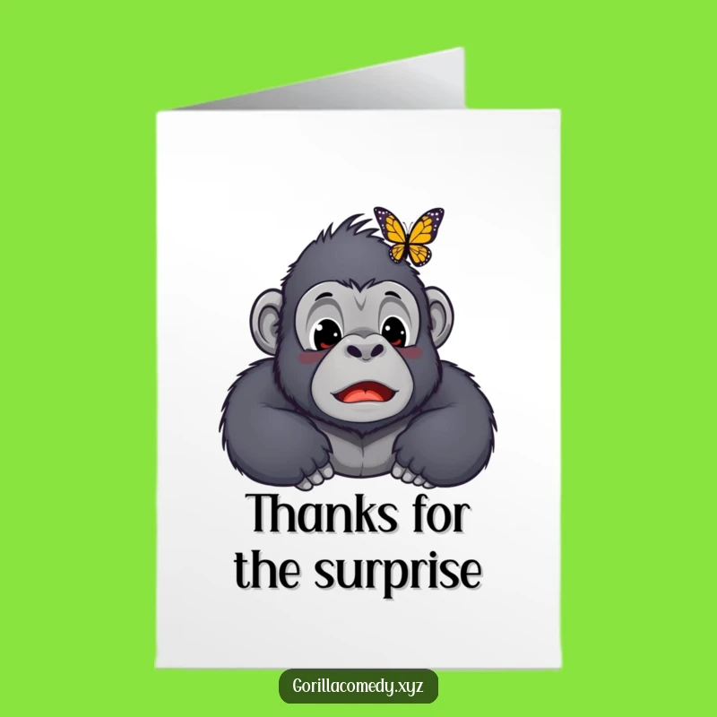 Free Printable Kawaii Gorilla Thank You Card Surprise Funny Downloadable Gift