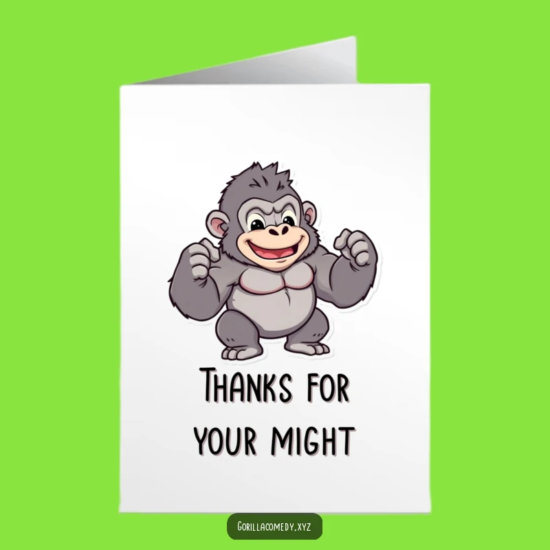 Free Printable Thank You Card: Muscular Gorilla Flexing Thanks Powerfully