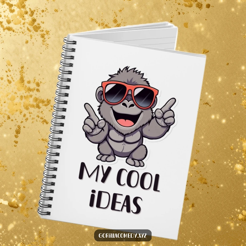 Funny Gorilla Notebook: Happy gorilla in oversized sunglasses, snapping fingers, ready for your notes.