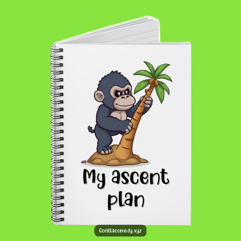 Funny Determined Gorilla Coconut Climb Notebook - Ambitious Ape Stationery