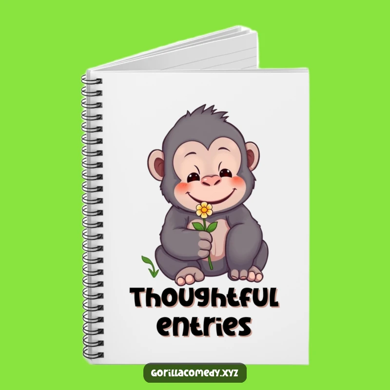 Funny Gentle Gorilla Flower Notebook - Journal Your Kind Thoughts