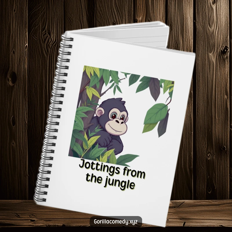 Funny Gorilla Jungle Notebook: Notebook with a cartoon gorilla peeking from jungle foliage, full of playful intrigue. Great funny gift.