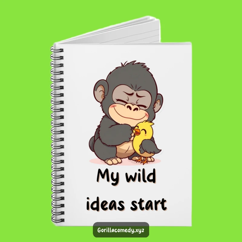 Funny Gorilla Tickling Bird Notebook - Journal Cartoon Primate Notes Gift