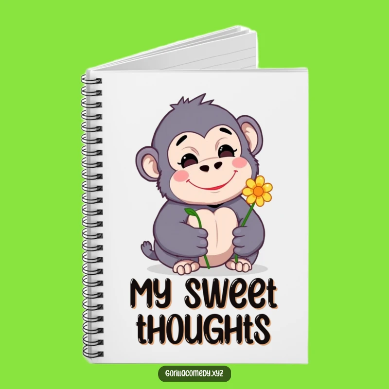 Funny Gorilla Notebook: Cute Shy Gorilla with Flower, Journal Gift