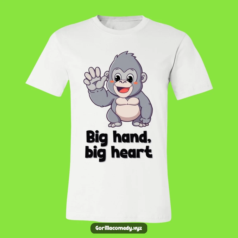 Funny Kawaii Gorilla T-Shirt: Friendly Waves from a Cute Character!