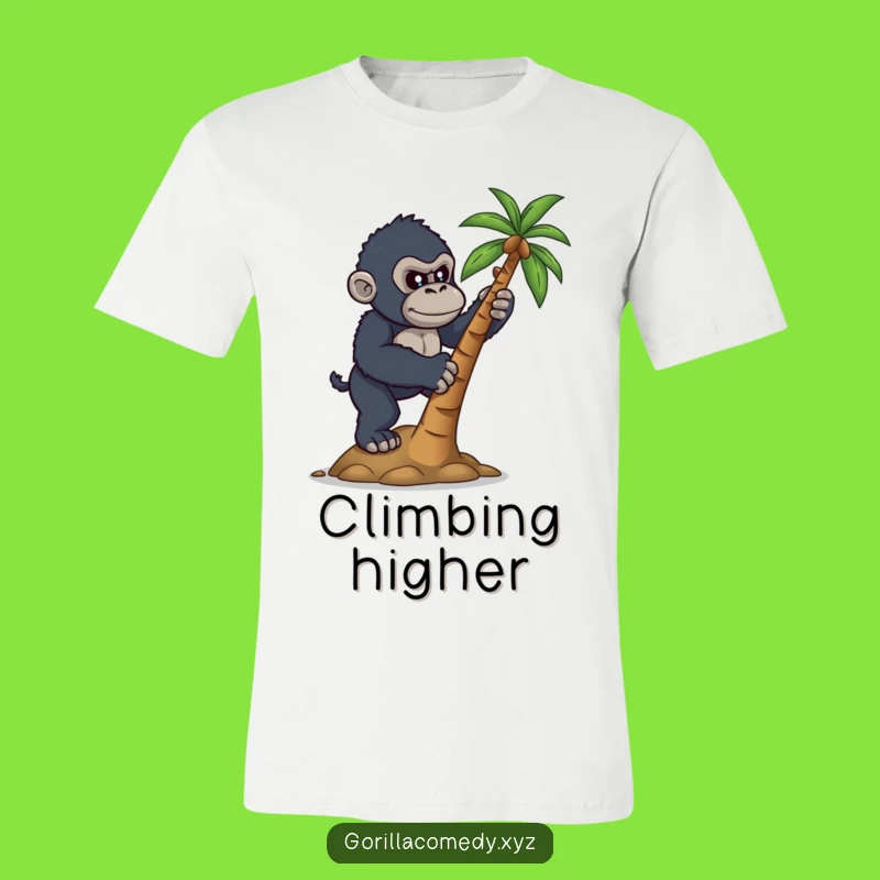 Funny Determined Gorilla Coconut Climb T-Shirt - Ambitious Ape Humor