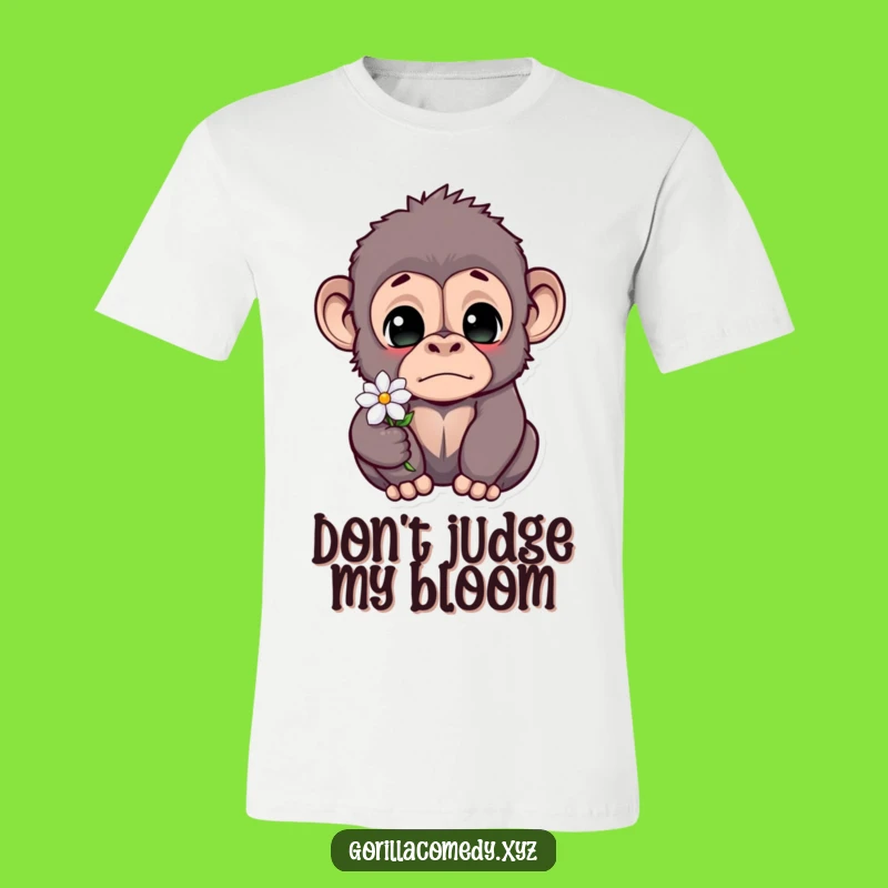 Funny Startled Gorilla Flower T-Shirt - Quirky Animal Tee, Great Funny Gift