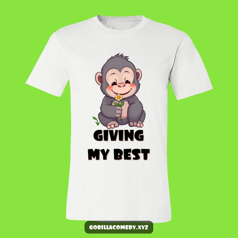 Funny Gentle Gorilla Flower T-Shirt - Spread Kindness with Style