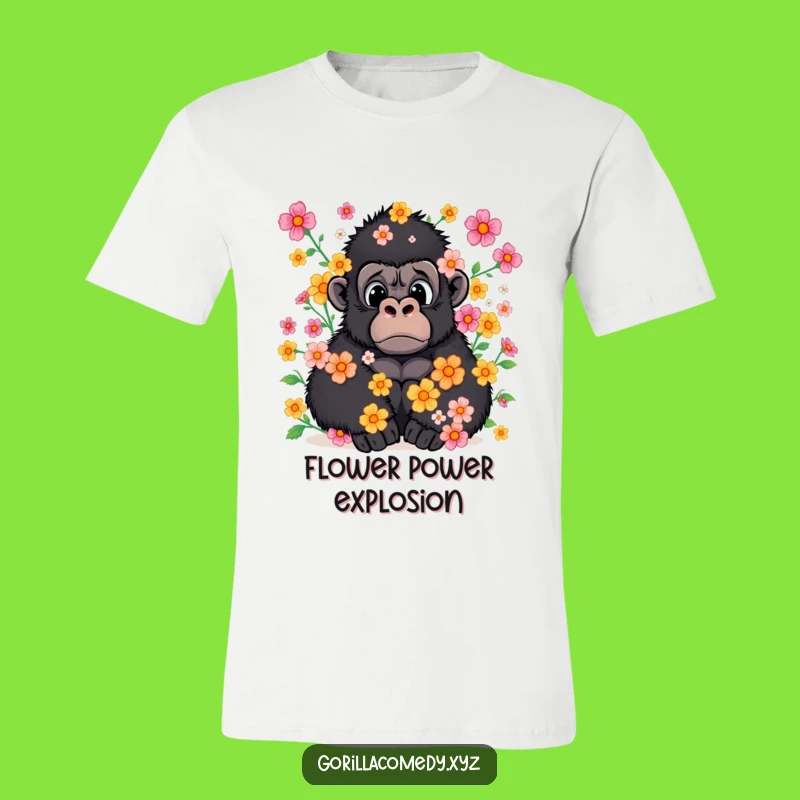 Funny Gorilla Flower Shower T-Shirt: Wear Your Delight with this Hilarious Tee
