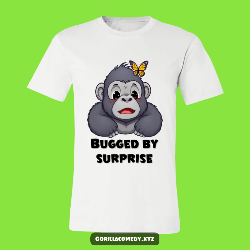 Funny Kawaii Gorilla Butterfly Nose T-Shirt - Cute Surprised Ape Tee