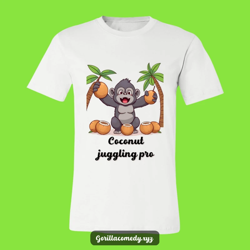 Funny Kawaii Gorilla T-Shirt: Coconut Juggling Mishap, Hilarious Tropical Apparel Gift