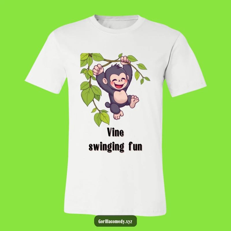 Funny Kawaii Gorilla Vine T-Shirt - Joyful Adventure Tee for Comical Gifts